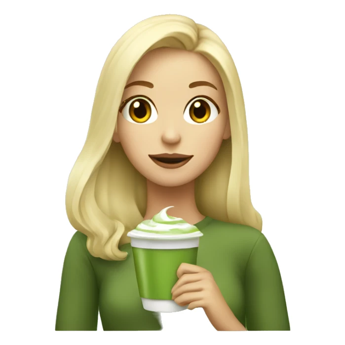 Blond girl who drink a matcha latte sticker