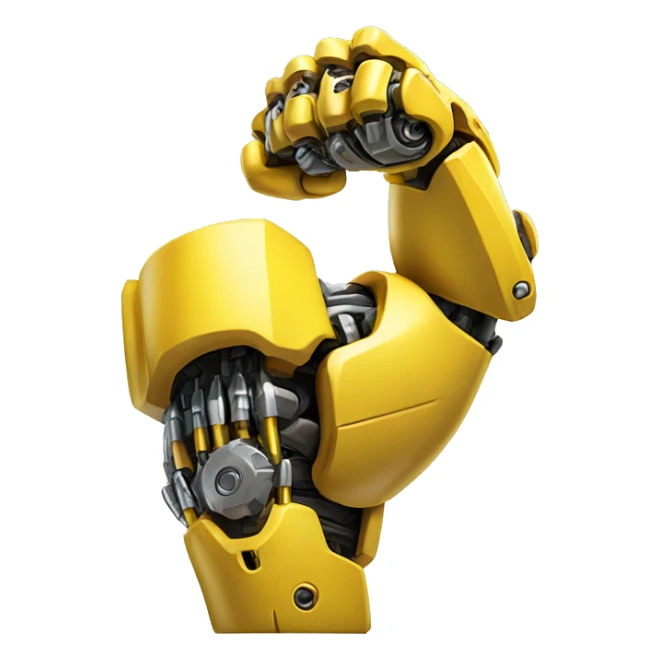 Yellow mechanical cyborg bicep that’s flexing sticker