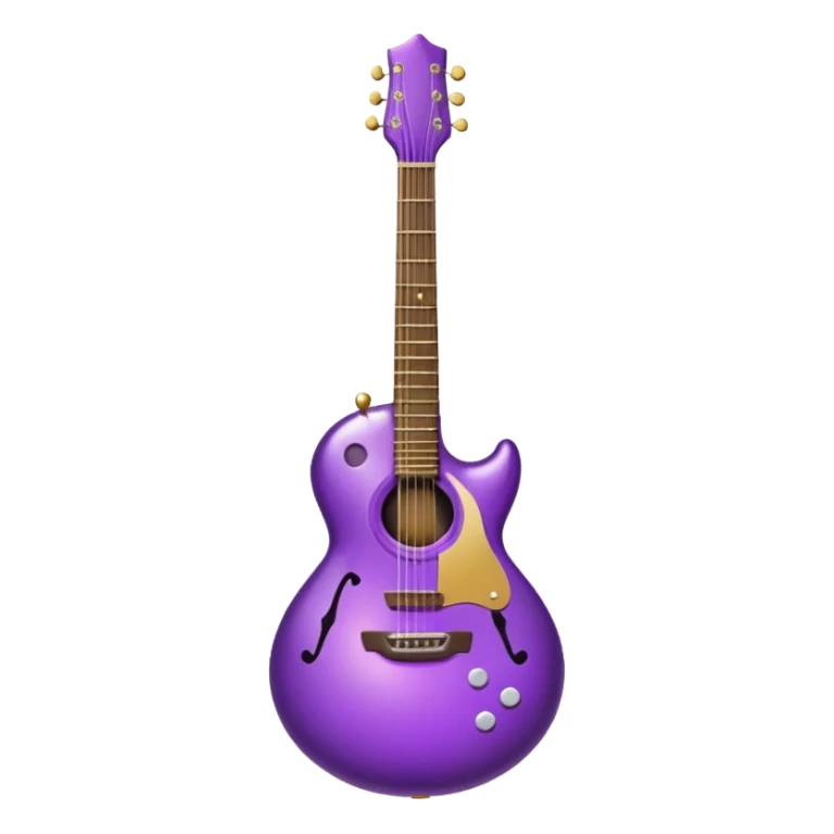 a purple Christmas ornament with a guitar sticker