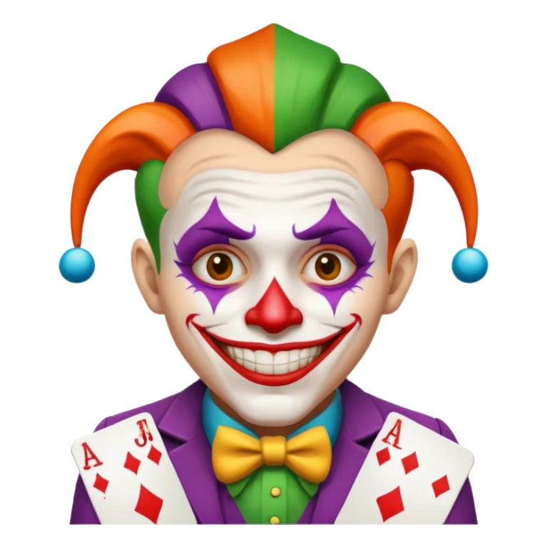 crazy colorful human jolly joker from poker sticker