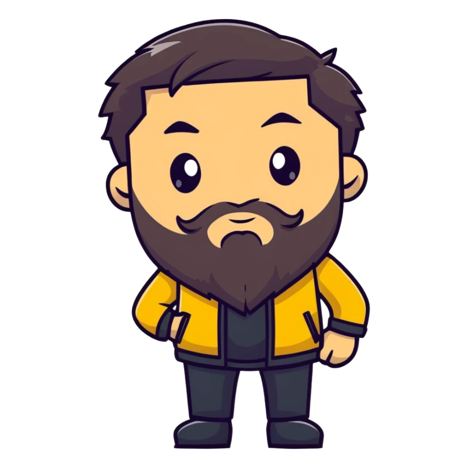 Luxury car guru with long beard, Lamborghini themed outfit, wise expression sticker