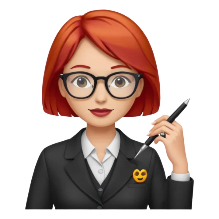 tailor woman with red hair and glasses sticker