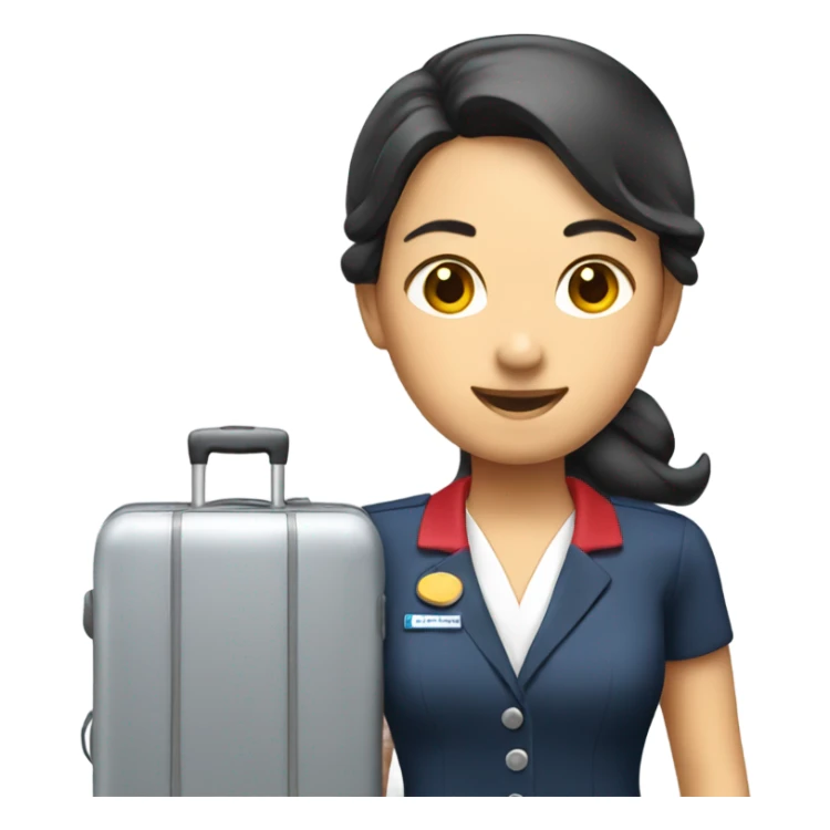 asian FLIGHT ATTENDANT WITH A LUGGAGE sticker