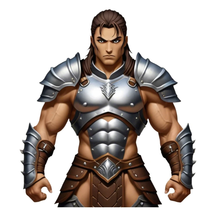 Cinematic Realistic WoW Human Warrior Portrait, captured in a dynamic, battle-ready stance, muscles defined beneath intricately detailed steel armor accented with rich leather. His chiseled visage and determined gaze are rendered with lifelike texture and dynamic natural lighting, high shine, evoking the fierce, relentless spirit of a human warrior in the midst of combat. sticker