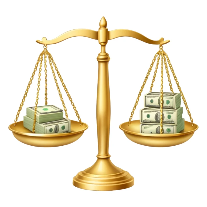 gold scale with dollar bills on one side and beauty products on the other side sticker