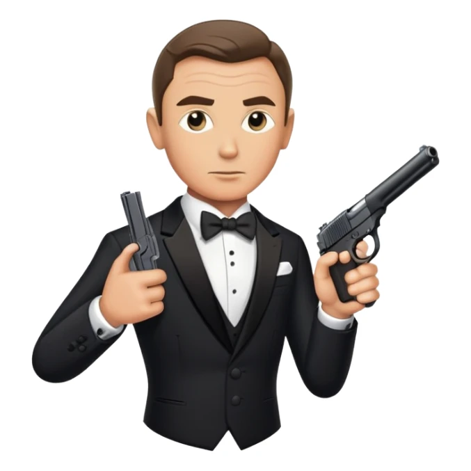 James Bond in tuxedo with gun, secret agent sticker