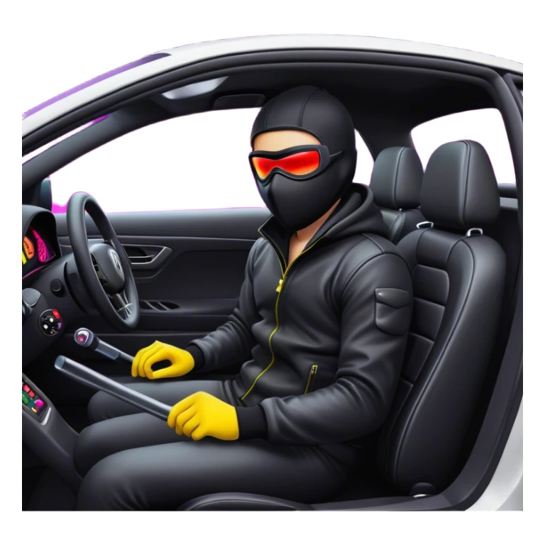 young man with a ski mask in a car going fast sticker
