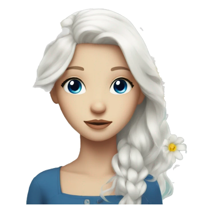 Girl with white hair and blue eyes with flowers  sticker