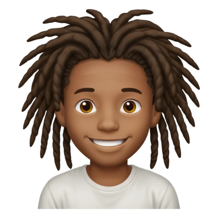 a black boy with a dreadlocks and a white t shirt sticker