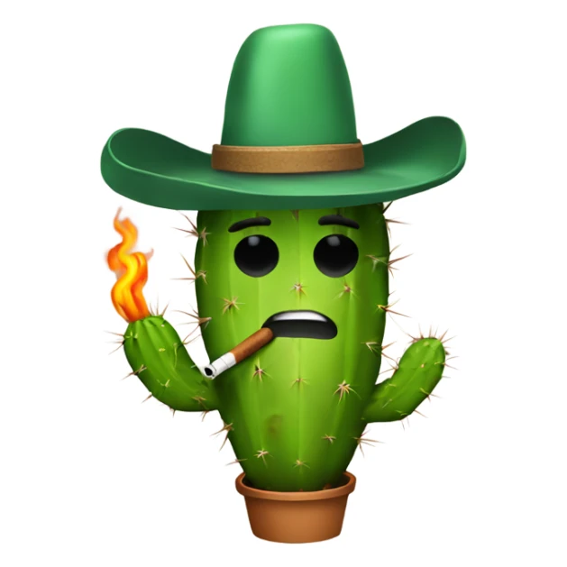 Cactus wearing cowboy hat smoking a blunt sticker