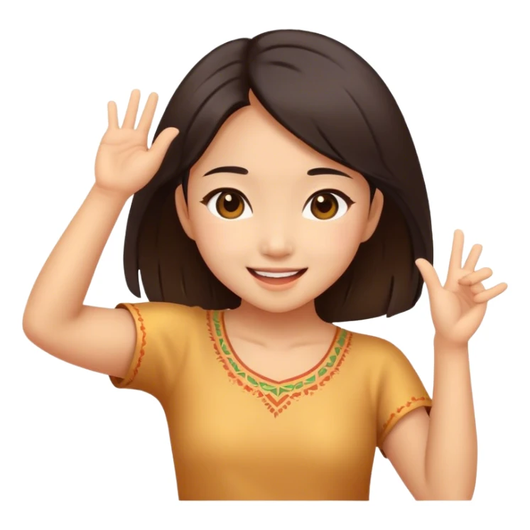 An Asian girl is dancing happily  sticker