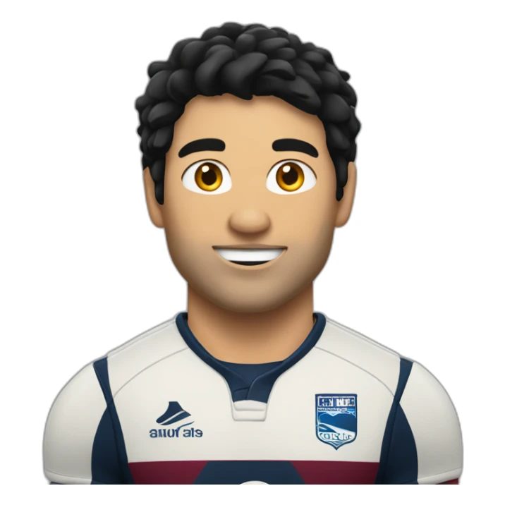 caucasian rugby player black hair with wine sticker