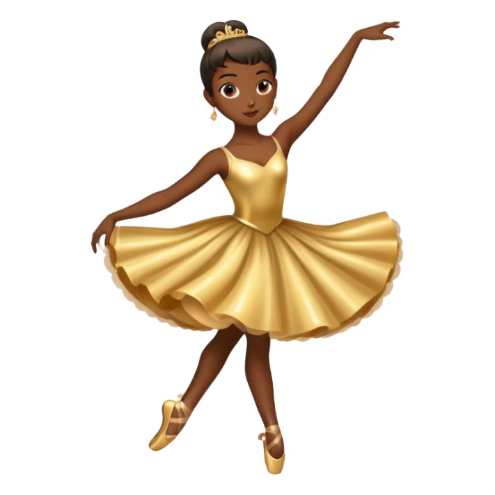 dark-skinned ballerina dancing with shiny golden dress sticker