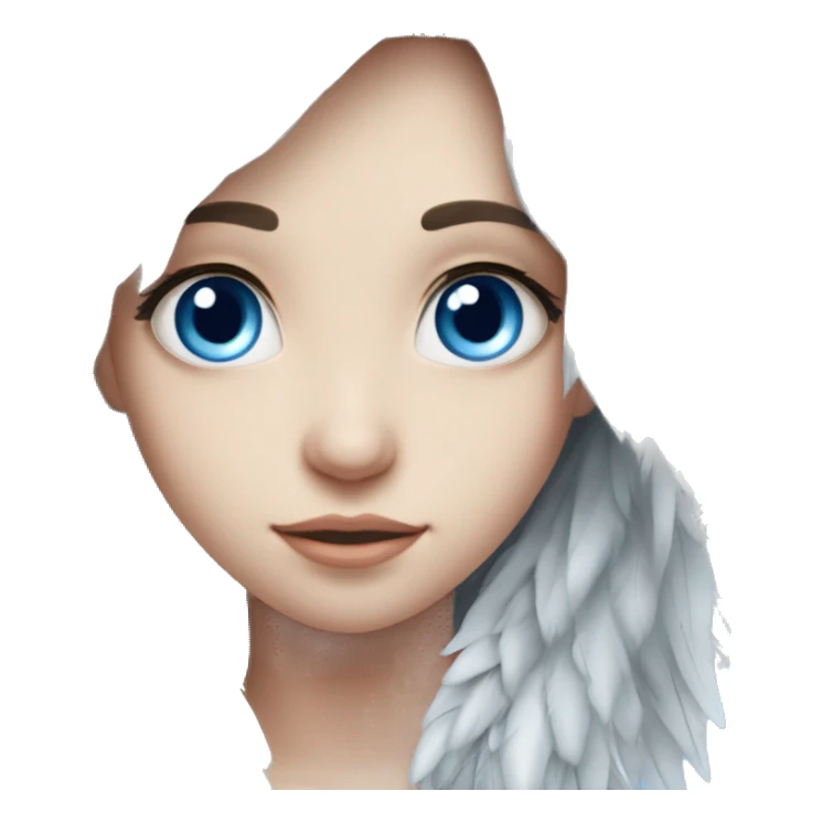 big wings, silver, feather, icy ,snowflake, Beautiful, fairy, long hair, blue eyes sticker