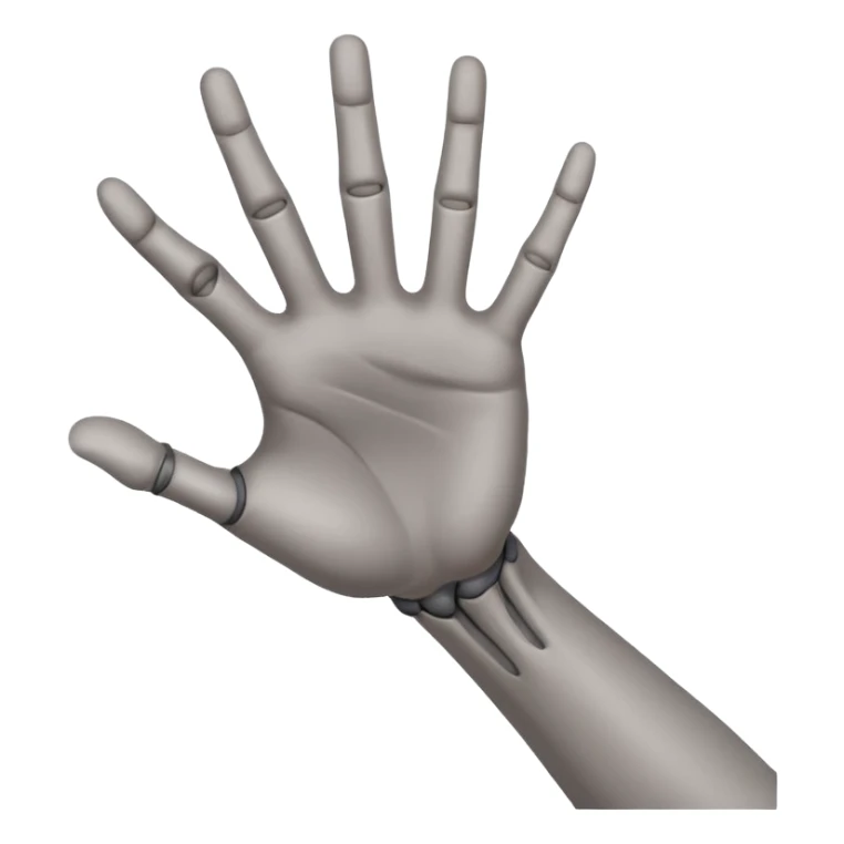 front angle view of a grey colored arm and 5-fingered hand reaching out sticker