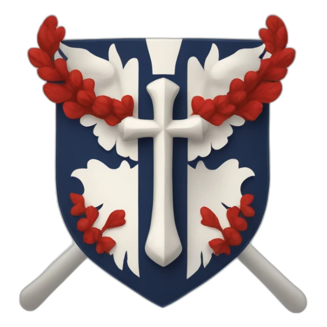 coat of arms, lower half red,upper half navy blue, white cross in the middle sticker