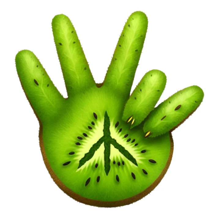 Peace sign hand emoji but its kiwi skin sticker