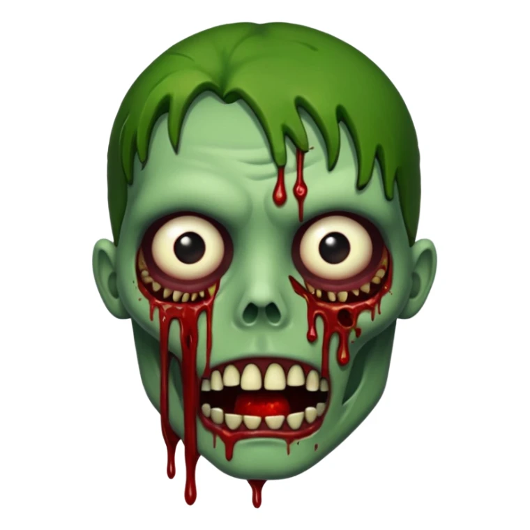 Zombie face, torn flesh, blood dripping, exposed bones, dark horror, no background




 sticker