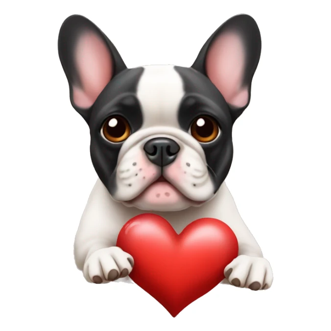 French bulldog with heart sticker