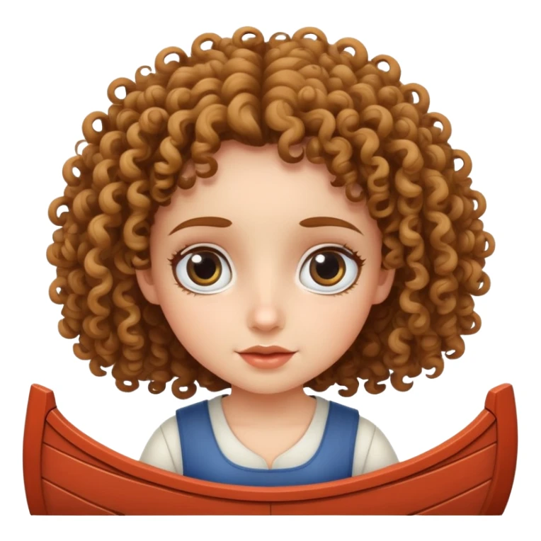 curly haired, fair skinned girl with big eyes rowing a boat sticker