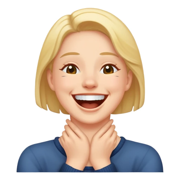 Person laughing with hands around their neck sticker