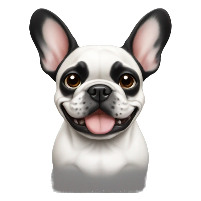 French bulldog with black and white face, smiling sticker