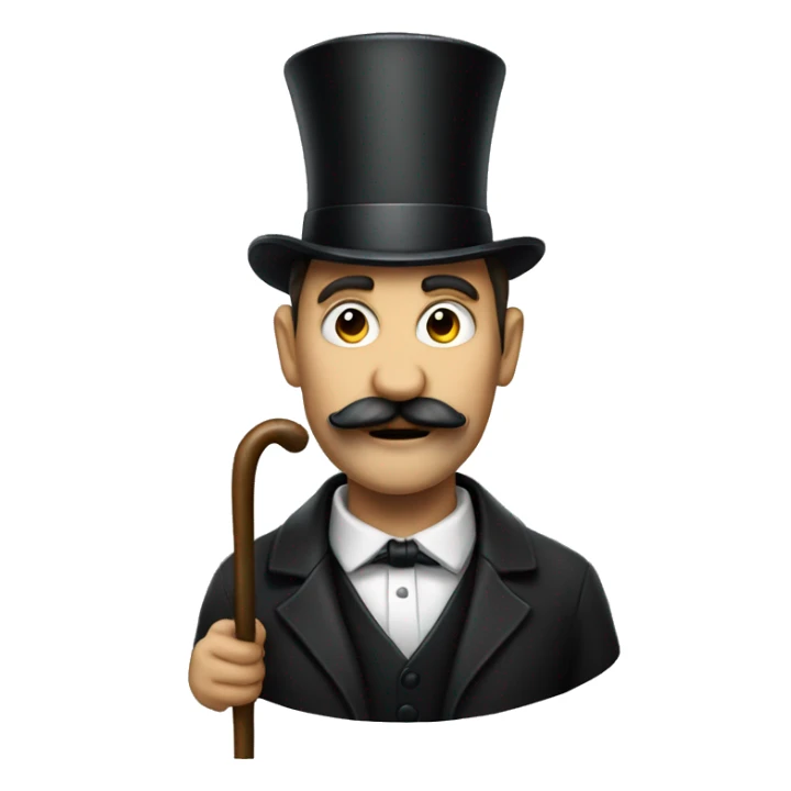 man with top hat and a mustache and a cane sticker