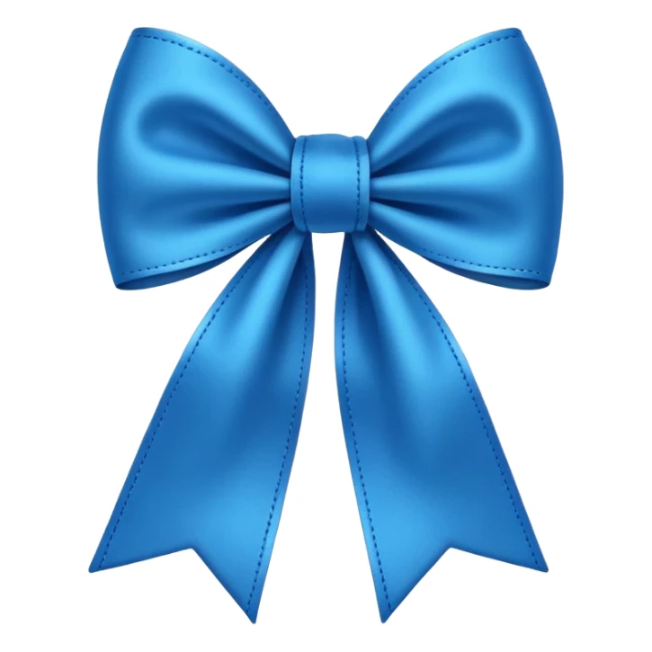 neatly tied blue bow, apple emoji style sticker