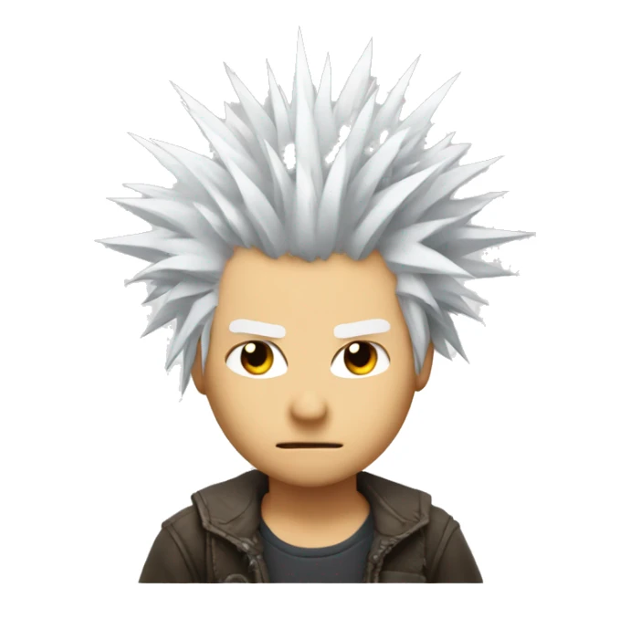 spiky white hair and blindfod sticker