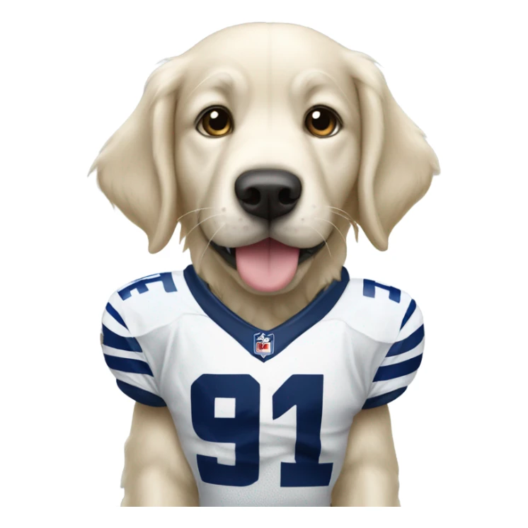 white golden retriever as dallas cowboy football player sticker
