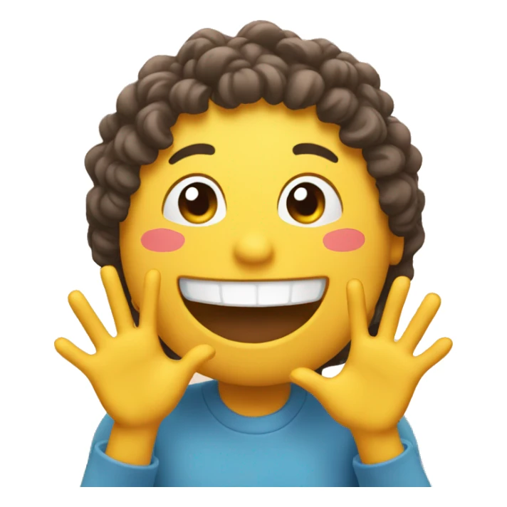 smile emoji with lots of hands sticker