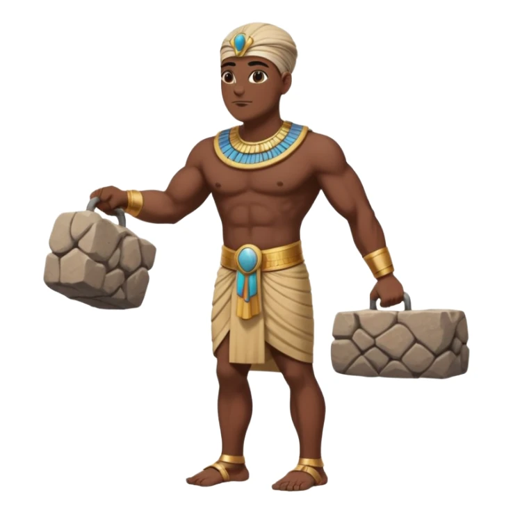 fullbody ancient Egyptian worker bareheaded carrying a rock block sticker
