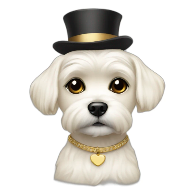 Creme Maltese with black eyes and people collar sticker