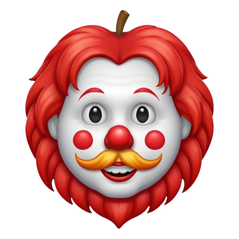 apple clown emoji with long hair sticker