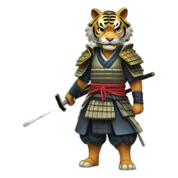 A samurai tiger in a forest in Japan  sticker