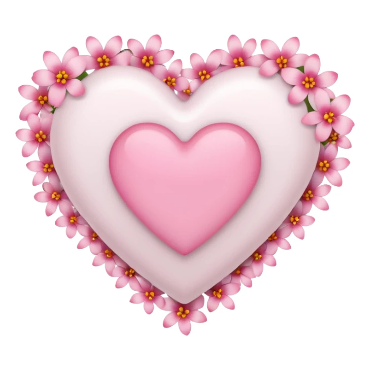 Emoji white heart with pink flowers sticker