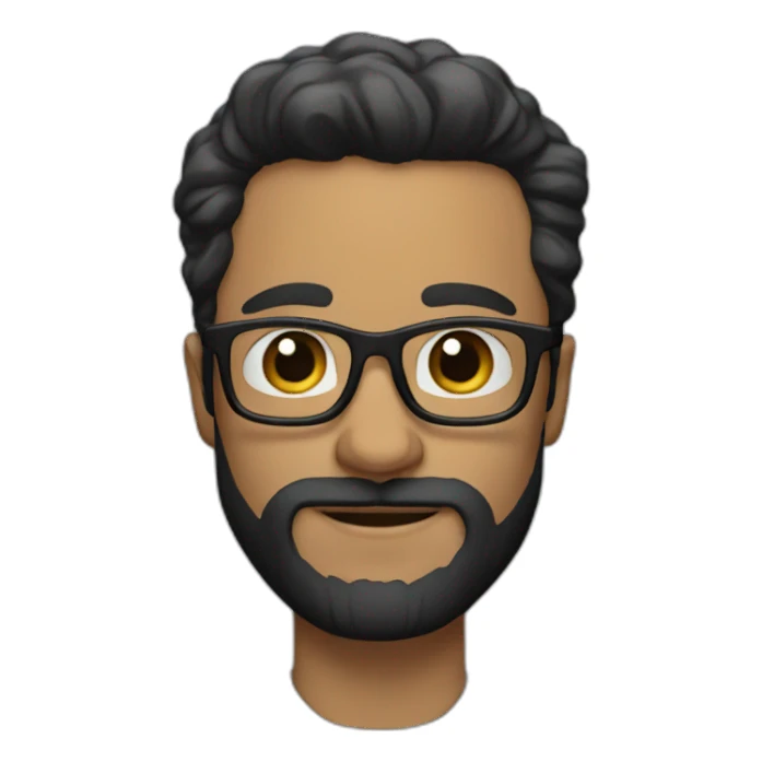White man with black hair and beard big forehead wearing glasses sticker