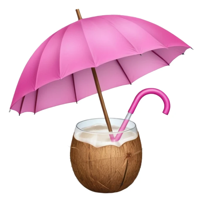 coconut drink with pink umbrella sticker