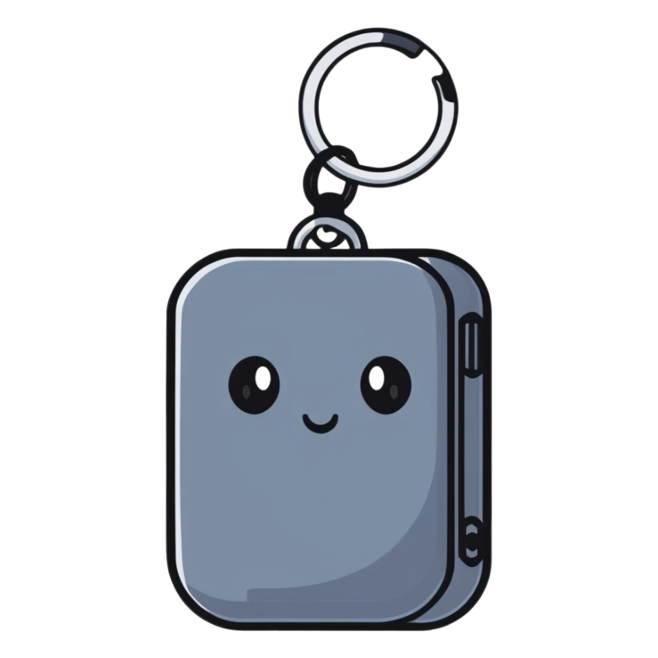 A small digital gadget with an AI chip, designed as a cute decorative keychain sticker