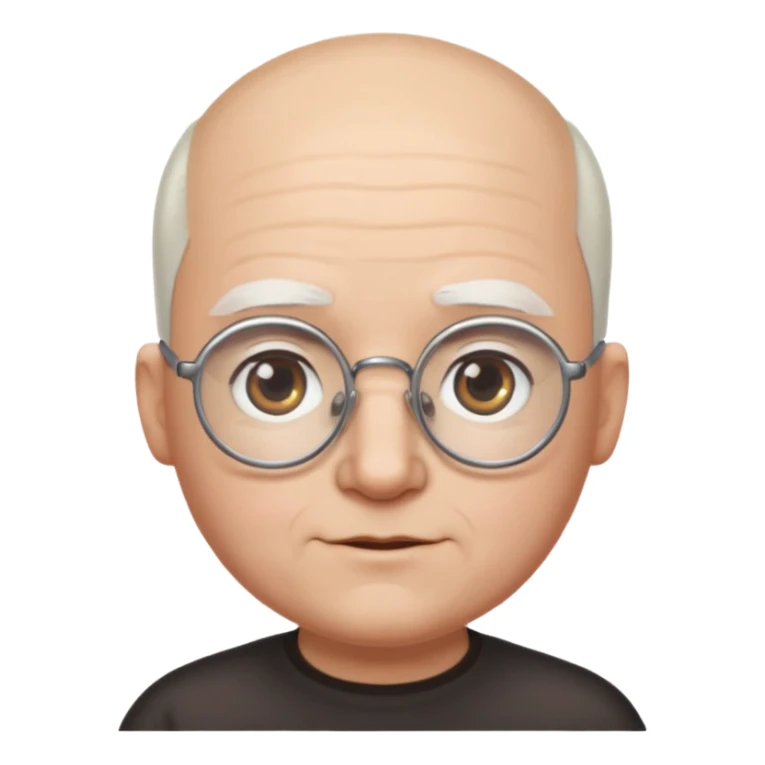 chauve cheveux blanc visage rond lunette gros sourcils sticker