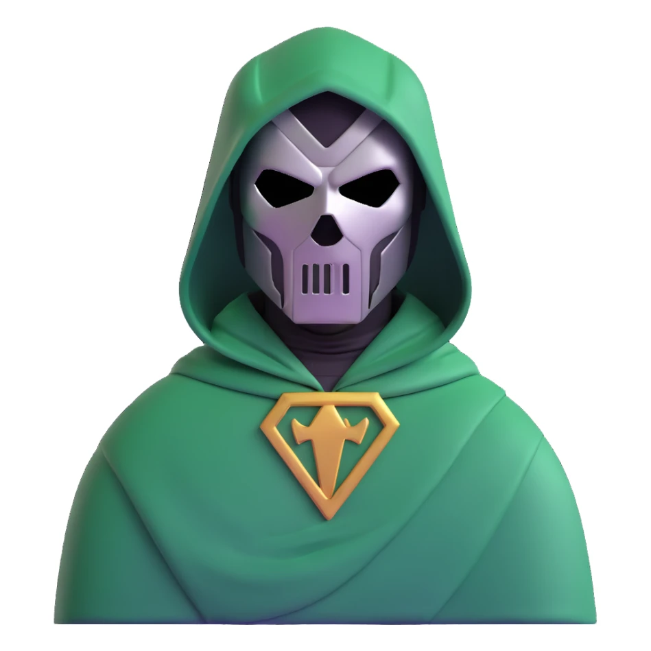 Doctor Doom with metal mask and green hood sticker