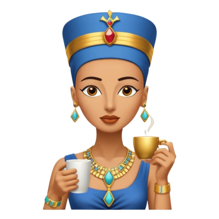 Nefertiti egypt woman drink coffee sticker