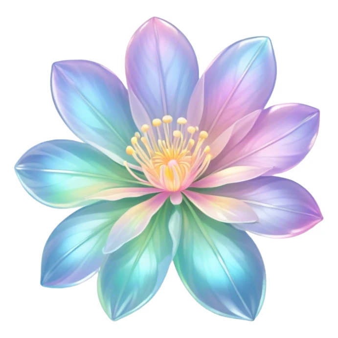 Pastel iridescent transparent luminescent aesthetic flower sticker