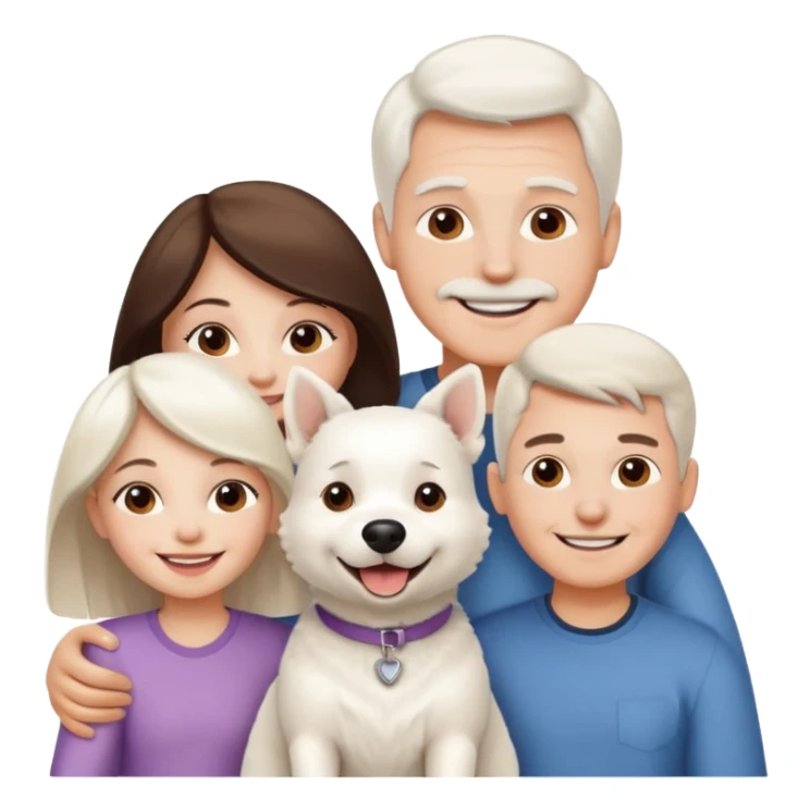 parents, daughter and a white dog sticker