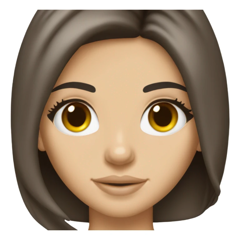 brunette Kendall Jenner with long hair holding flat white sticker