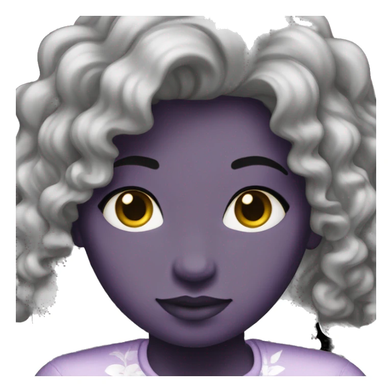 Fille noire, cheveux noirs, violette (fleur) cheveux sticker