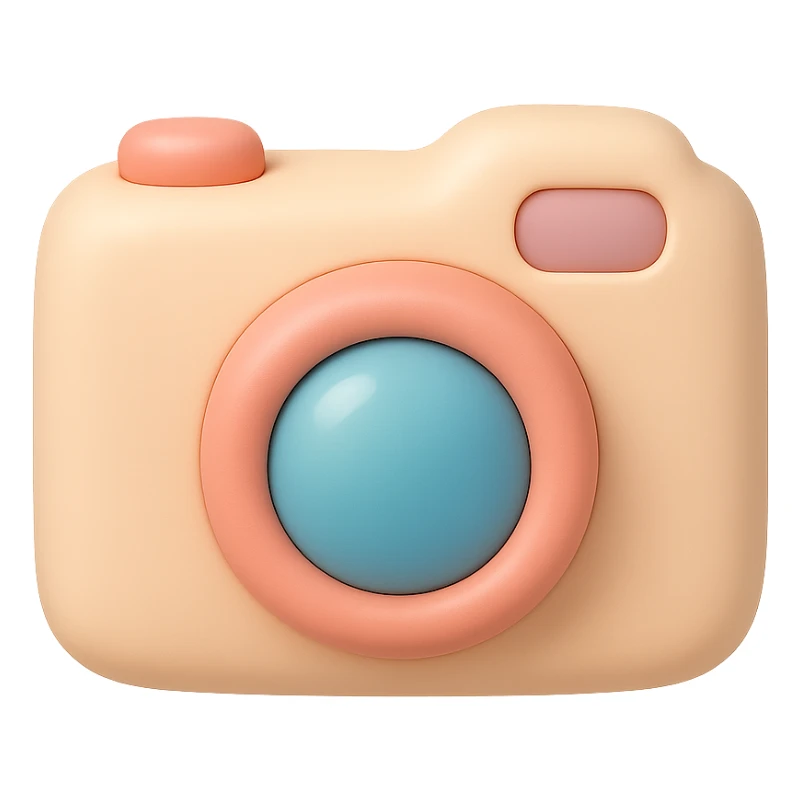 cute film camera, mochi style, soft and squishy look sticker