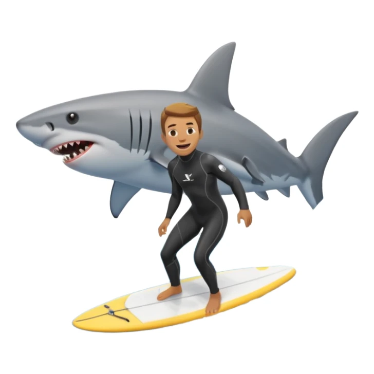 the shark next to people surfing sticker
