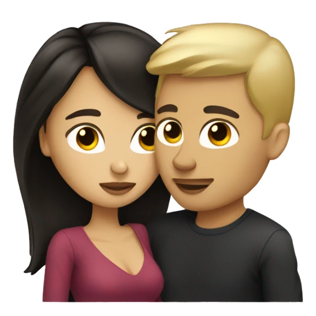 Blonde guy and dark brunette female kissing sticker