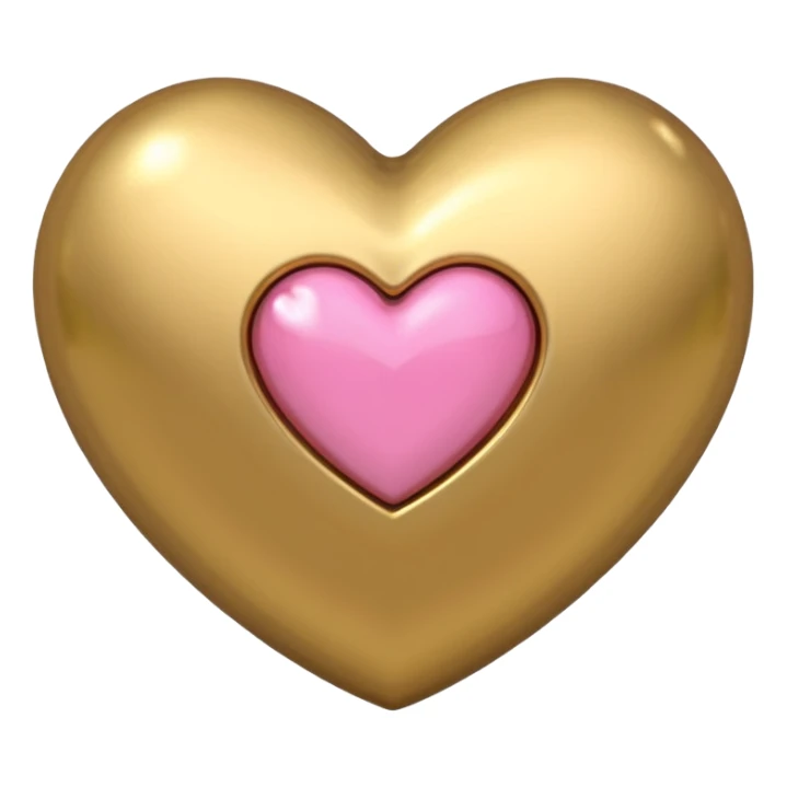 gold heart with one mini pink heart inside of it  sticker